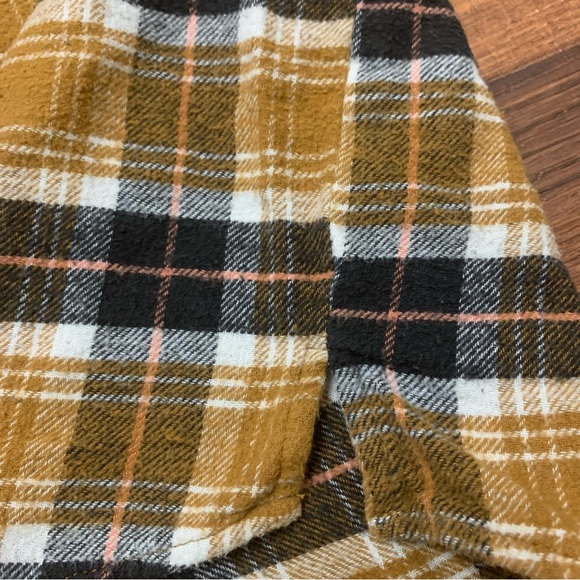 Arizona Jean Co. Flannel Button Down Shirt Size LYellow Brown Plaid Long Sleeve - Picture 5 of 9
